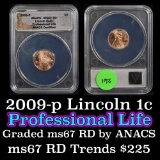 ANACS 2009-p Professional Life Lincoln Cent 1c Graded ms67 RD by ANACS