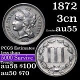1872 Three Cent Copper Nickel 3cn Grades Choice AU