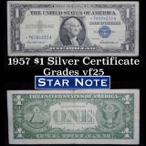 **Star Note  1957 $1 Blue Seal Silver Certificate Grades vf+