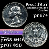 Proof 1957 Washington Quarter 25c Grades GEM++ Proof
