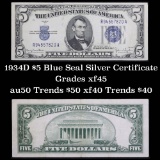 1934D $5 Blue Seal Silver Certificate Grades xf+