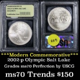 2002-p Olympics Modern Commem Dollar $1 Graded ms70, Perfection by USCG