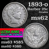 1893-o Barber Quarter 25c Grades Select Unc