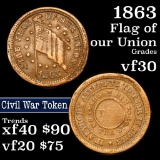 1863 the flag Civil War Token 1c Grades vf++