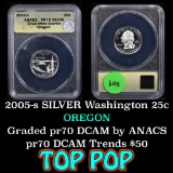 ANACS 2005-s Silver Oregon Washington Quarter 25c Graded pr70 DCAM by ANACS
