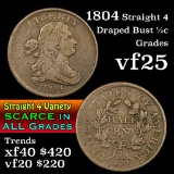 1804 Straight 4 Draped Bust Half Cent 1/2c Grades vf+ (fc)