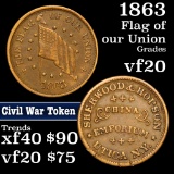1863 The Flag Civil War Token 1c Grades vf++