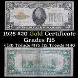 1928 $20 Gold Certificate Grades f+