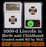 NGC 2009-d Birth & Childhood Lincoln Cent 1c Graded ms66 RD by NGC