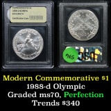 1988-d Olympics Modern Commem Dollar 1 Graded ms70, Perfection by USCG
