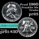 Proof 1960 Franklin Half Dollar 50c Grades GEM Proof