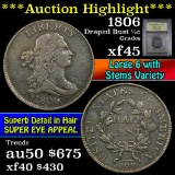 1806 Draped Bust Half Cent 1/2c Graded xf+ By USCG