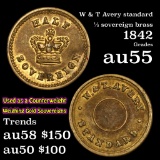 W & T Avery standard 1/2 sovereign brass 1842  Hard Times Token 1c Grades Choice AU