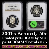 NGC 2001-s   Kennedy Half Dollar 50c Graded pr69 DCAM by NGC