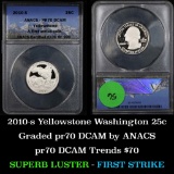 ANACS 2010-sYellowstone First Strike Washington Quarter 25c Graded pr70 DCAM by ANACS