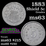 1883 Shield Nickel 5c Grades Select Unc