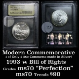 1993-s Bill of Rights Modern Commem Half Dollar 50c Graded ms70, Perfection by USCG