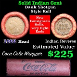 Indian Head Penny 1c Shotgun Roll, 1882 on one end, reverse on the other (fc)