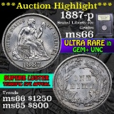 ***Auction Highlight*** 1887-p Seated Liberty Dime 10c Graded GEM+ Unc by USCG (fc)