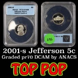 ANACS 2001-s Jefferson Nickel 5c Graded pr70 DCAM by ANACS