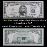 ***Star Note 1953A $5 Blue Seal Silver Certificate Grades xf+