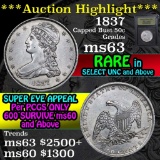 ***Auction Highlight*** 1837 Capped Bust Half Dollar 50c Graded Select Unc By USCG (fc)