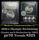 1996-S Olympics Swimming Modern Commem Half Dollar 50c Graded ms70, Perfection by USCG