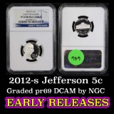 NGC 2012-s Early Releases Jefferson Nickel 5c Graded pr69 DCAM by NGC