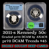 ANACS 2011-s  Kennedy Half Dollar 50c Graded pr70 DCAM by ANACS