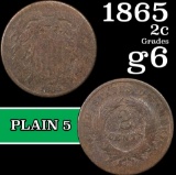 1865 Two Cent Piece 2c Grades g+