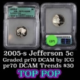 2005-s Buffalo Type Jefferson Nickel 5c Graded pr70 DCAM by ICG