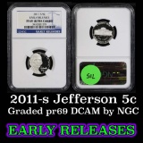 NGC 2001-s Early Releases Jefferson Nickel 5c Graded pr69 DCAM by NGC