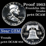 Proof 1963 Franklin Half Dollar 50c Grades Choice Proof Deep Cameo