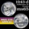 1943-d Jefferson Nickel 5c Grades GEM Unc