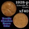 1928-p Lincoln Cent 1c Grades xf