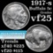 1917-s Buffalo Nickel 5c Grades vf+