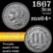 1867 Three Cent Copper Nickel 3cn Grades Choice+ Unc (fc)