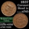 1837 Coronet Head Large Cent 1c Grades xf+