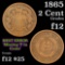1865 Mint Error, missing 'T' in cents Two Cent Piece 2c Grades f, fine