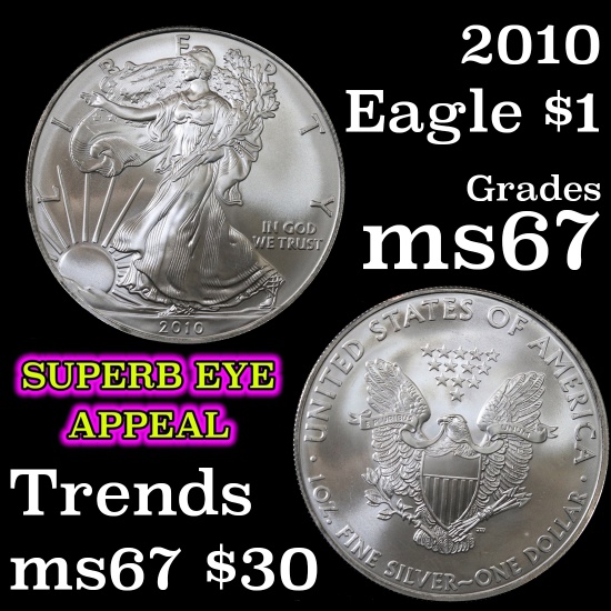 2010 Silver Eagle Dollar $1 Grades GEM++ Unc