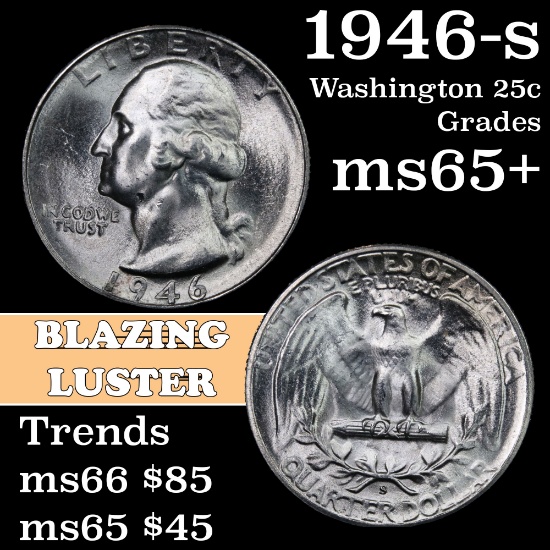 1946-s Washington Quarter 25c Grades GEM+ Unc