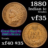 1880 Indian Cent 1c Grades vf++