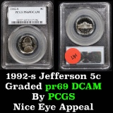 PCGS 1992-s Jefferson Nickel  5c Graded pr69 DCAM by PCGS