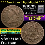 ***Auction Highlight*** 1810/09 Classic Head Large Cent 1c Graded vf details by USCG (fc)