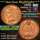 ***Auction Highlight*** 1881 Indian Cent 1c Graded Gem+ Unc RD by USCG (fc)
