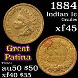 1884 Indian Cent 1c Grades xf+