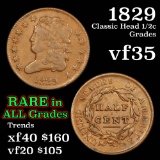 1829 Classic Head half cent 1/2c Grades vf++