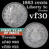 1883 cents Liberty Nickel 5c Grades vf++