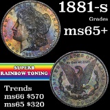 1881-s Rainbow toned Morgan Dollar $1 Grades GEM+ Unc (fc)