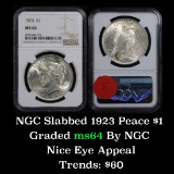 NGC 1923-p Peace Dollar $1 Graded ms64 by NGC